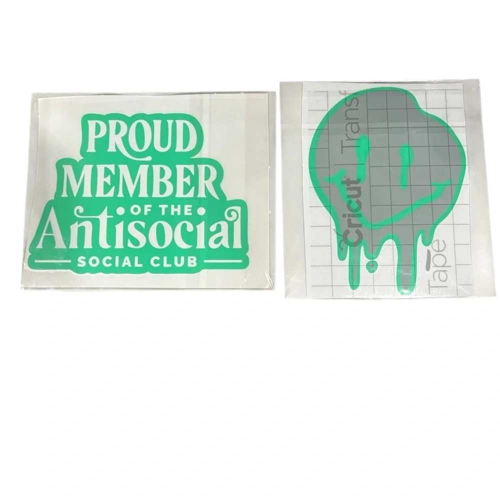 Green Antisocial Club and Smile Emoji Wall Decals
